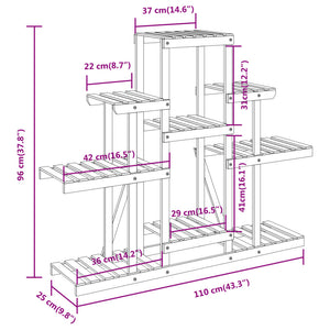 Portafiori 110x25x96 cm in Legno Massello di Abete 362849