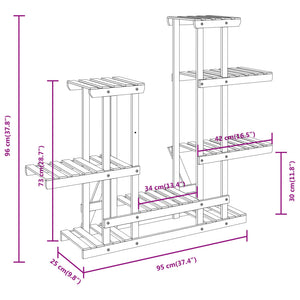 Portafiori 95x25x96 cm in Legno Massello di Abete 362861