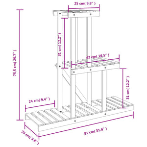 Portafiori 81x25x75,5 cm in Legno Massello di Abete 362871