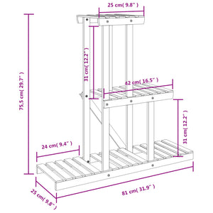 Portafiori 81x25x75,5 cm in Legno Massello di Abete 362872