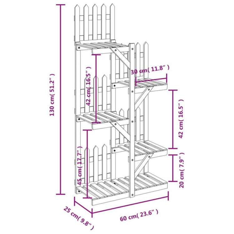 Portafiori 60x25x130 cm in Legno Massello di Abete 362874