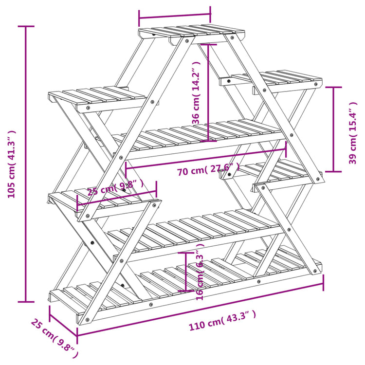 Portafiori 110x25x105 cm in Legno Massello di Abete 362877