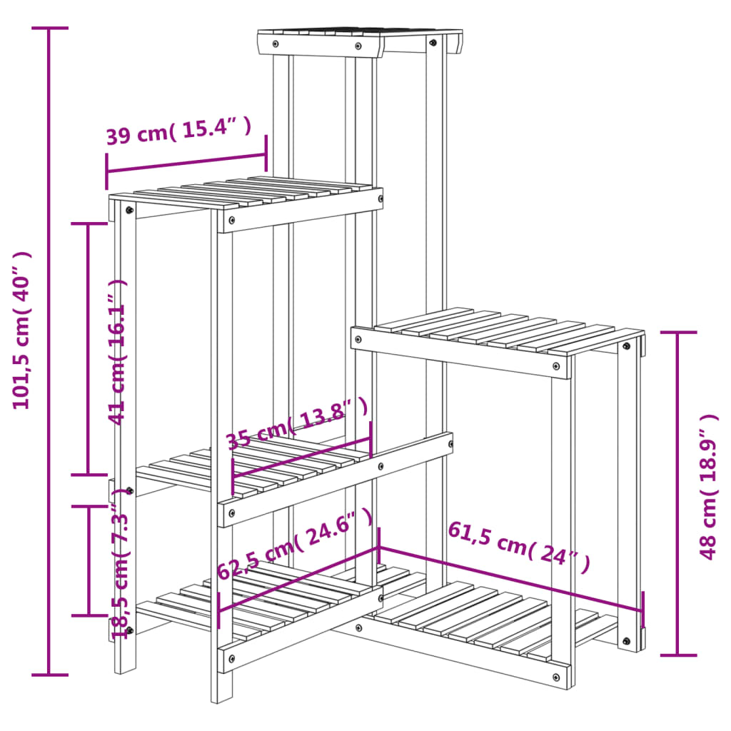 Portafiori 62,5x61,5x101,5 cm in Legno Massello di Abete 362884