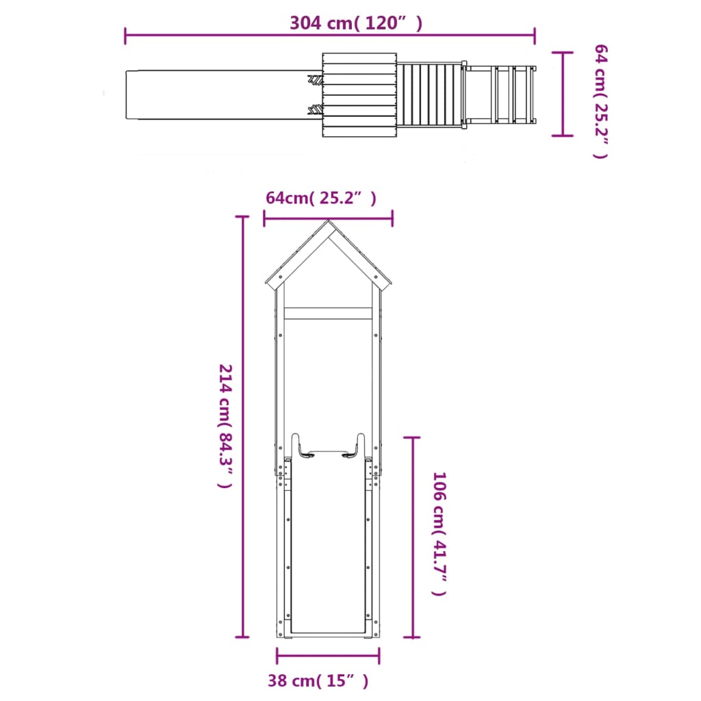 Set da Gioco da Esterno in Legno Massello di Pino 3155864