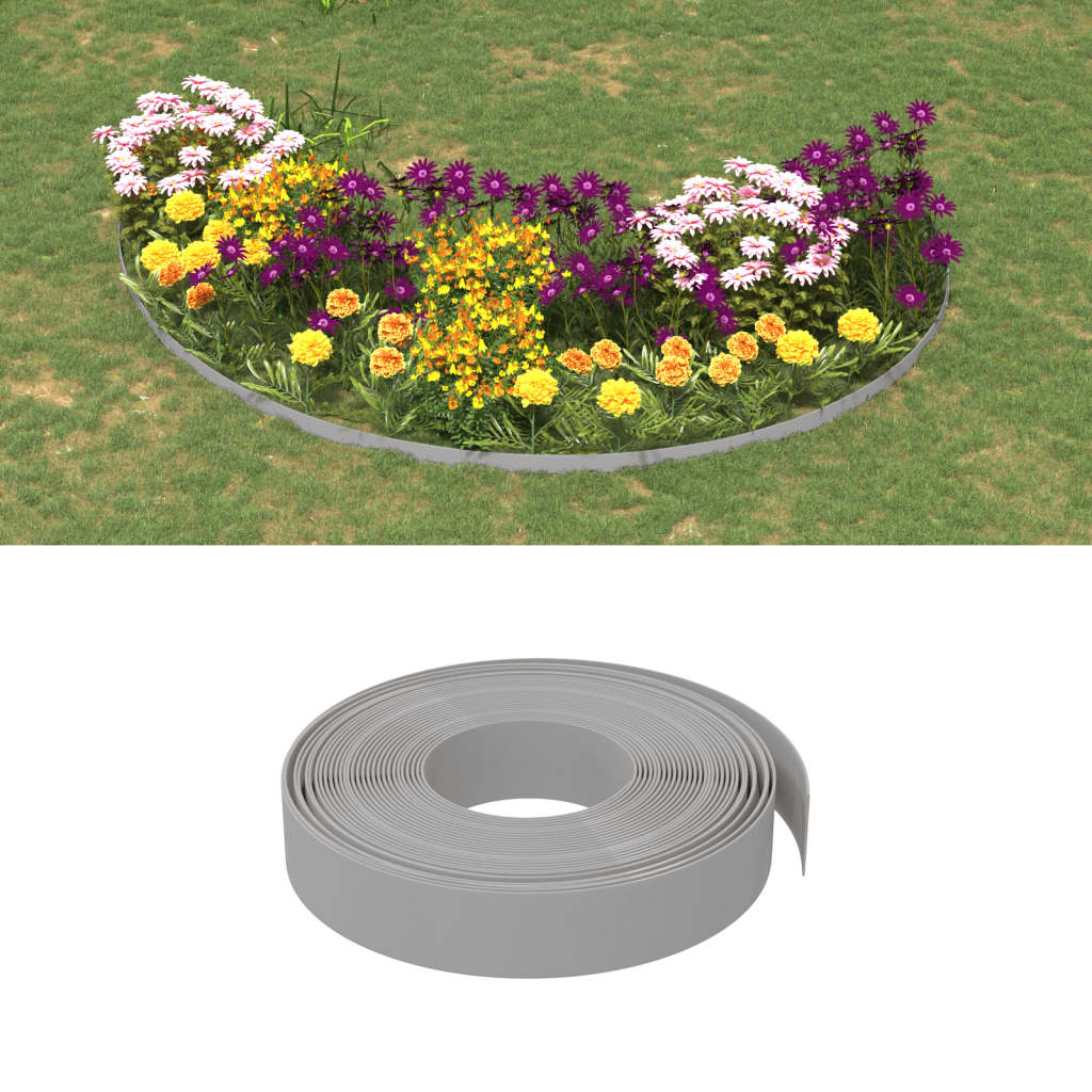 Bordature da Giardino 3 pz Grigie 10 m 10 cm in Polietilene 3155429