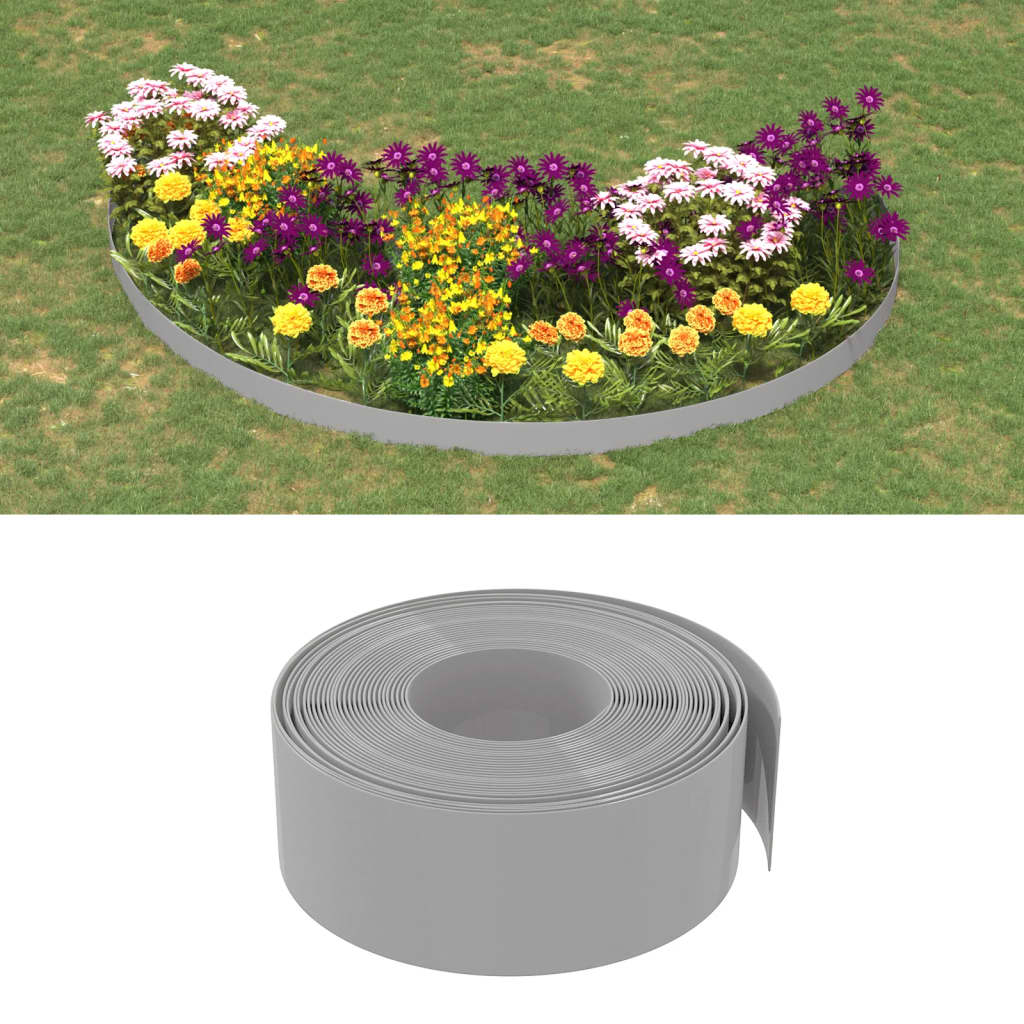 Bordature da Giardino 3 pz Grigie 10 m 20 cm in Polietilene 3155453