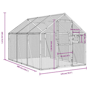 Voliera Argento 1,79x3x1,85 m in Alluminio 3155796