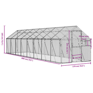 Voliera Argento 1,79x8x1,85 m in Alluminio 3155799