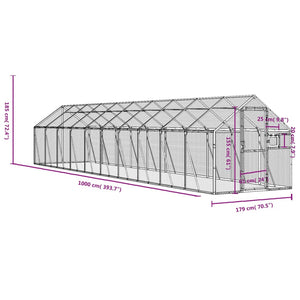 Voliera Argento 1,79x10x1,85 m in Alluminio 3155800