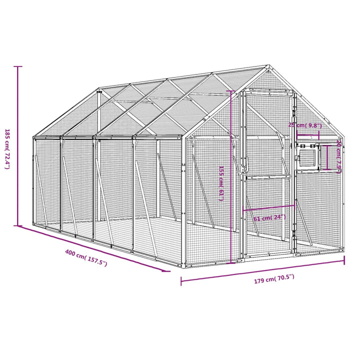 Voliera Antracite 1,79x4x1,85 m in Alluminio 3155803