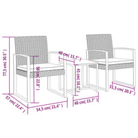 Set da Pranzo da Giardino 3 pz con Cuscini in PP Rattan Marrone 360207