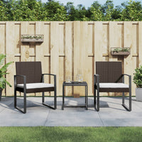 Set da Pranzo da Giardino 3 pz con Cuscini in PP Rattan Marrone 360207