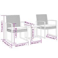 Set Pranzo da Giardino 3 pz con Cuscini Rattan PP Grigio Scuro 360208