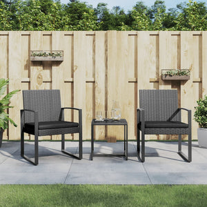 Set Pranzo da Giardino 3 pz con Cuscini Rattan PP Grigio Scuro 360208