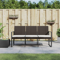 Panca da Giardino a 3 Posti con Cuscini in Rattan PP Marrone 360213