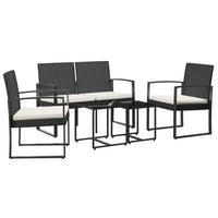 Set da Pranzo da Giardino 5 pz Nero con Cuscini in Rattan PPcod mxl 71603