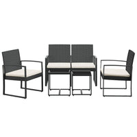 Set da Pranzo da Giardino 5 pz Nero con Cuscini in Rattan PPcod mxl 71603