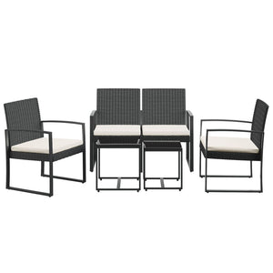 Set da Pranzo da Giardino 5 pz Nero con Cuscini in Rattan PPcod mxl 71603