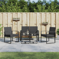 Set da Pranzo da Giardino 5 pz Nero con Cuscini in Rattan PPcod mxl 71603