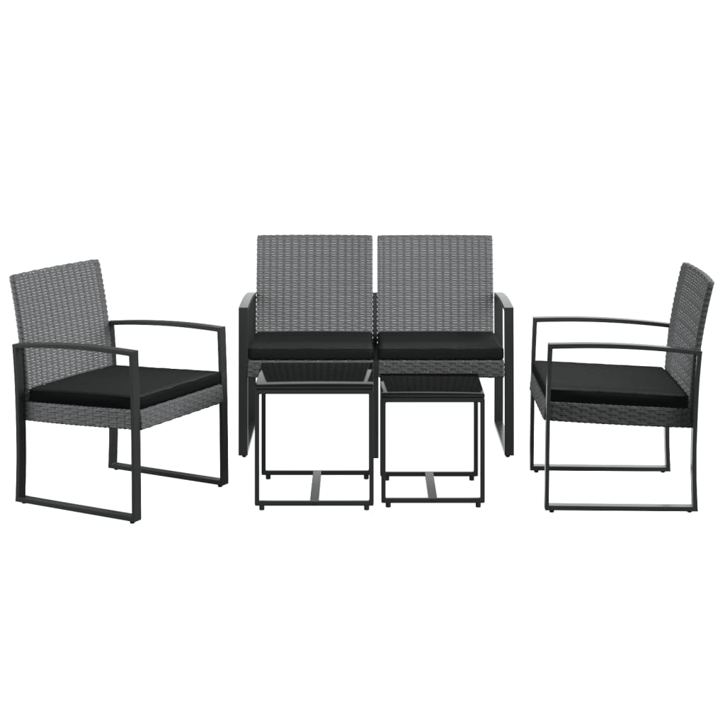 Set Pranzo da Giardino 5 pz con Cuscini PP Rattan Grigio Scurocod mxl 71589