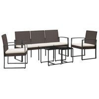 Set da Pranzo da Giardino 5 pz con Cuscini in PP Rattan Marrone 360219