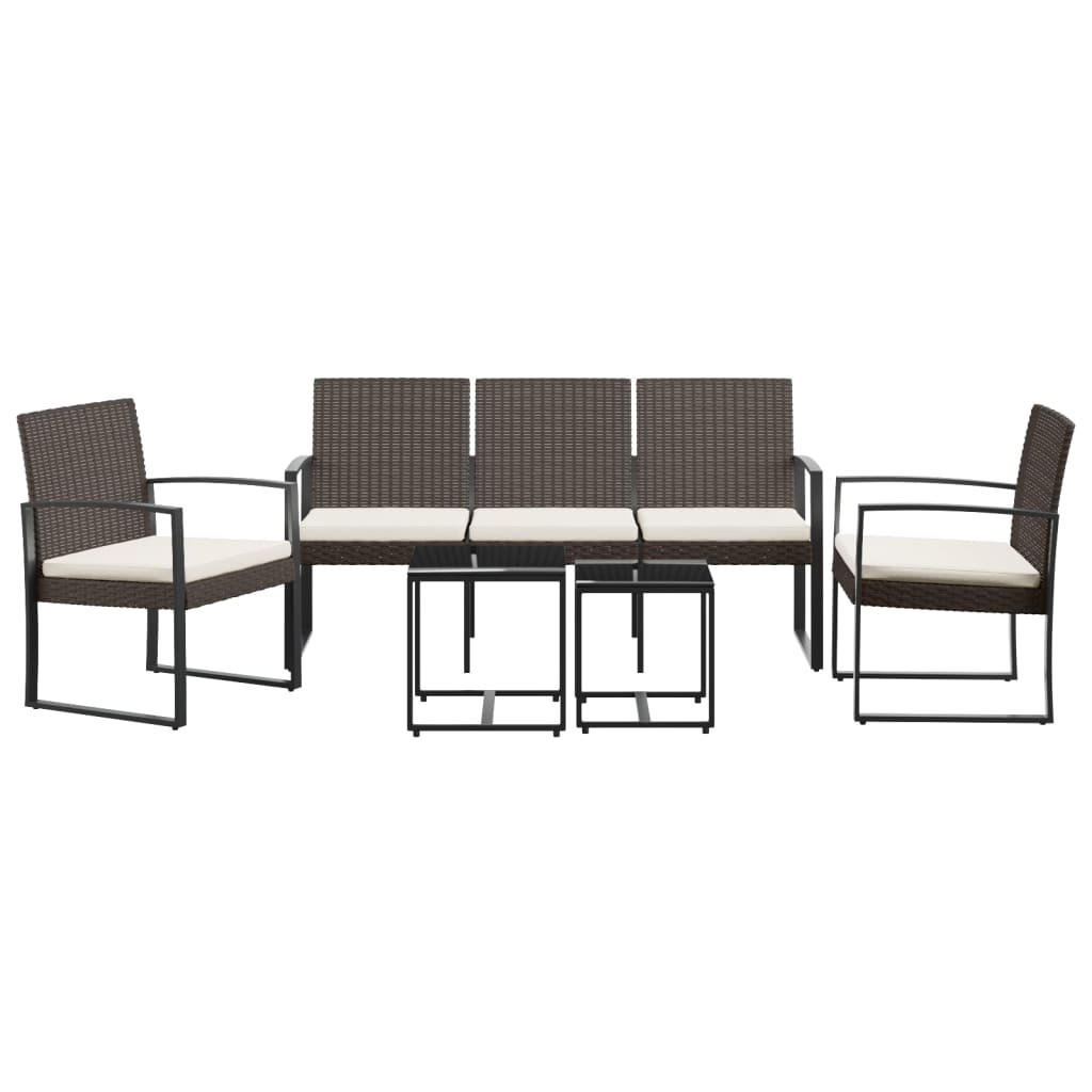 Set da Pranzo da Giardino 5 pz con Cuscini in PP Rattan Marrone 360219