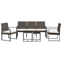 Set da Pranzo da Giardino 5 pz con Cuscini in PP Rattan Marrone 360219