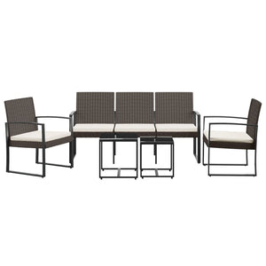 Set da Pranzo da Giardino 5 pz con Cuscini in PP Rattan Marrone 360219