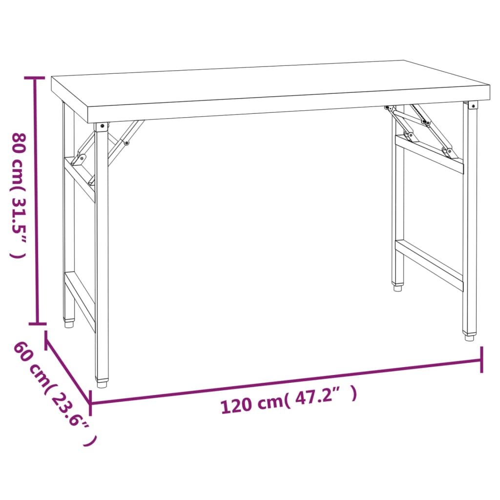 Tavolo Lavoro Cucina con Ripiano 120x60x115 cm Acciaio Inox 3155991