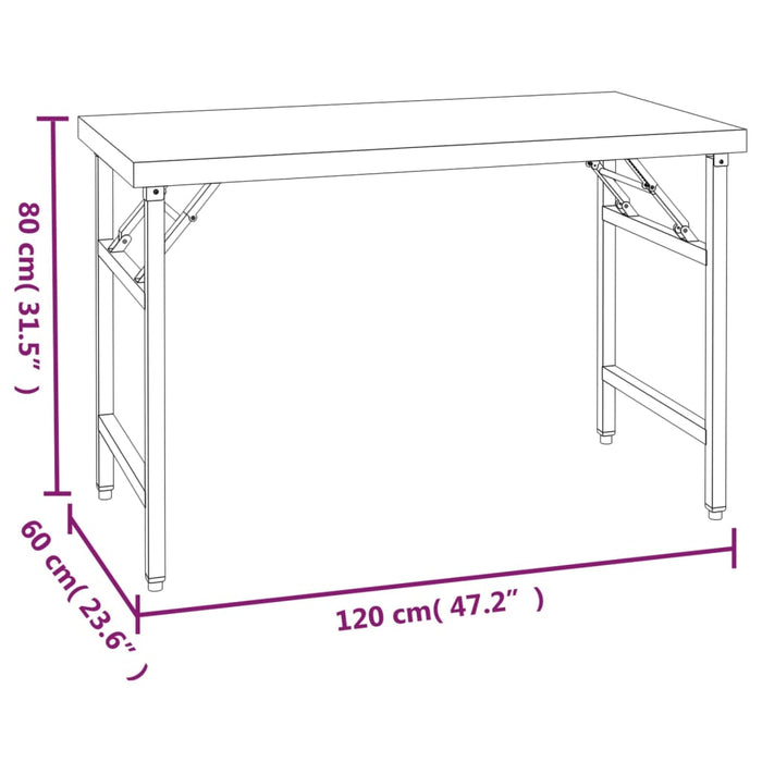 Tavolo Lavoro Cucina con Ripiano 120x60x115 cm Acciaio Inox 3155991