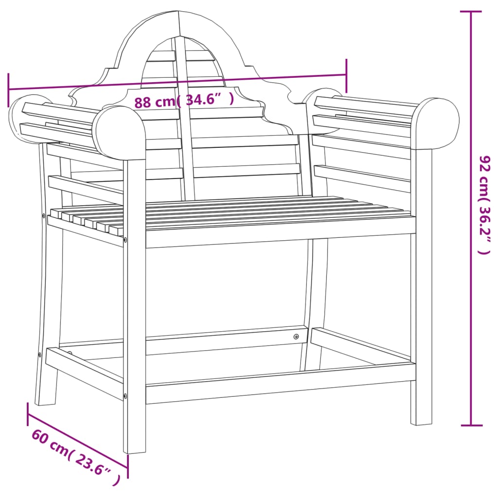 Sedia da Giardino 88x60x92 cm in Legno Massello di Teak 363236