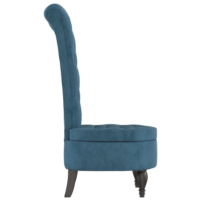 Sedia con Schienale Alto Design con Bottoni in Velluto Blu 352463