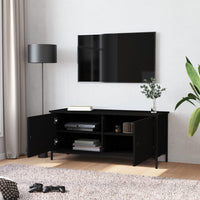 Mobile Porta TV con Ante Nero 102x35x45 cm in Legno Multistratocod mxl 79324