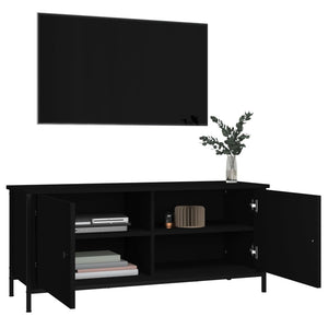 Mobile Porta TV con Ante Nero 102x35x45 cm in Legno Multistrato 826290