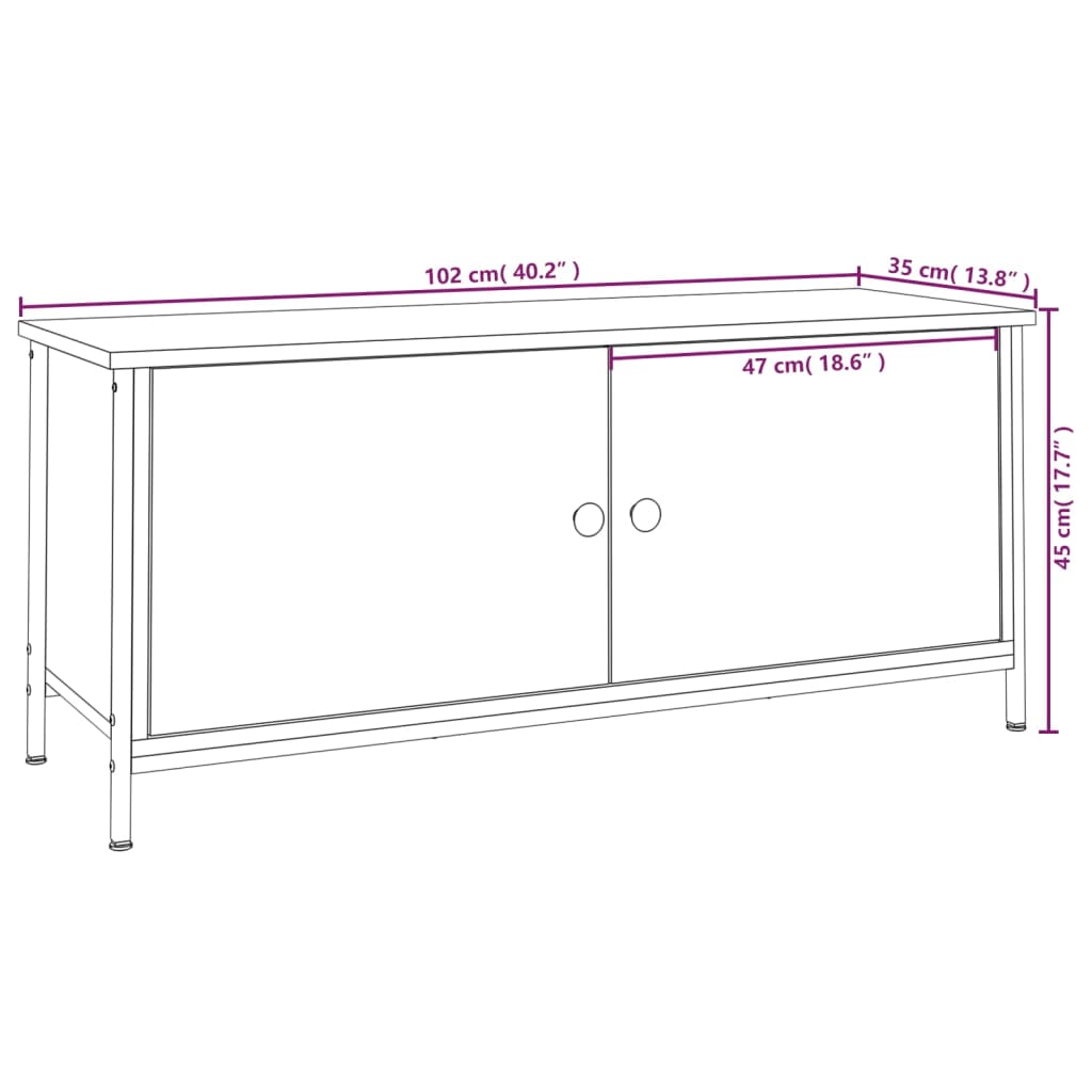 Mobile Porta TV con Ante Nero 102x35x45 cm in Legno Multistrato 826290