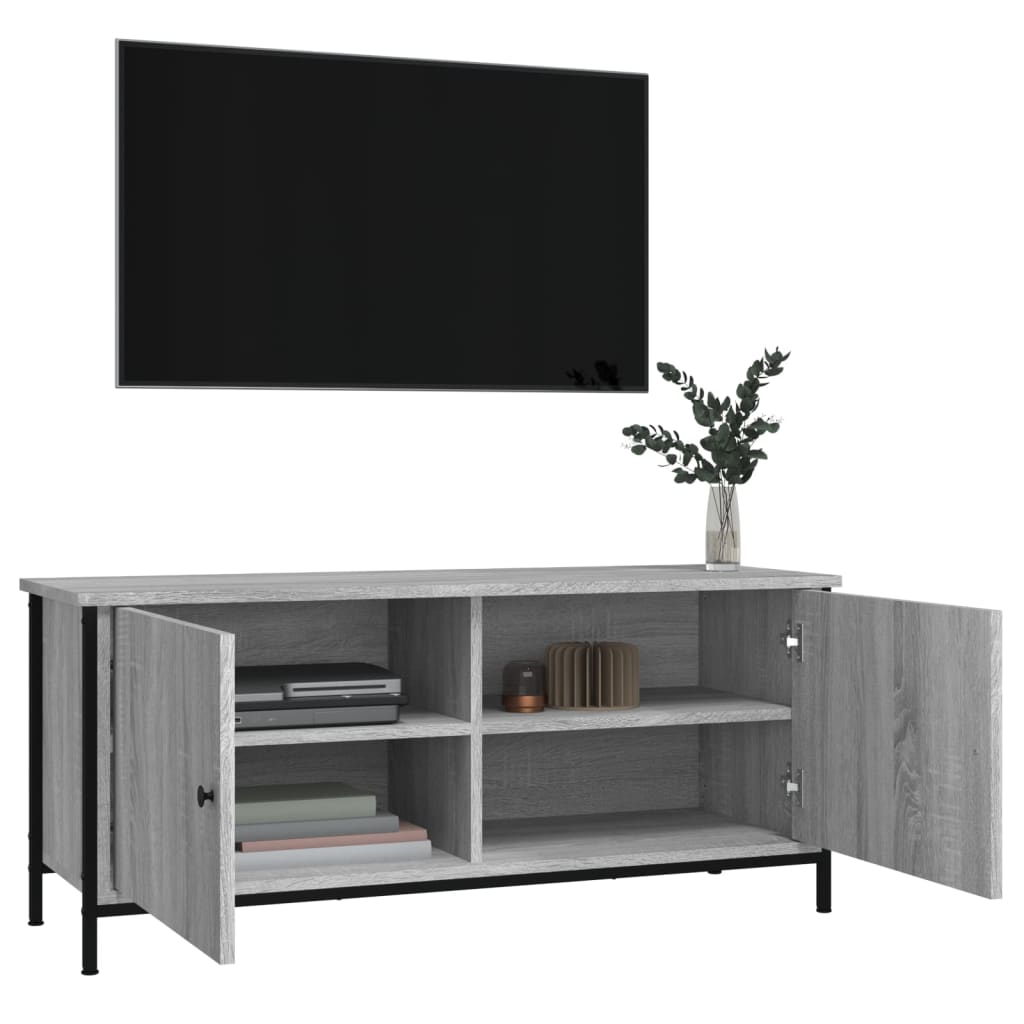 Mobile TV con Ante Grigio Sonoma 102x35x45 cm Legno Multistrato 826293