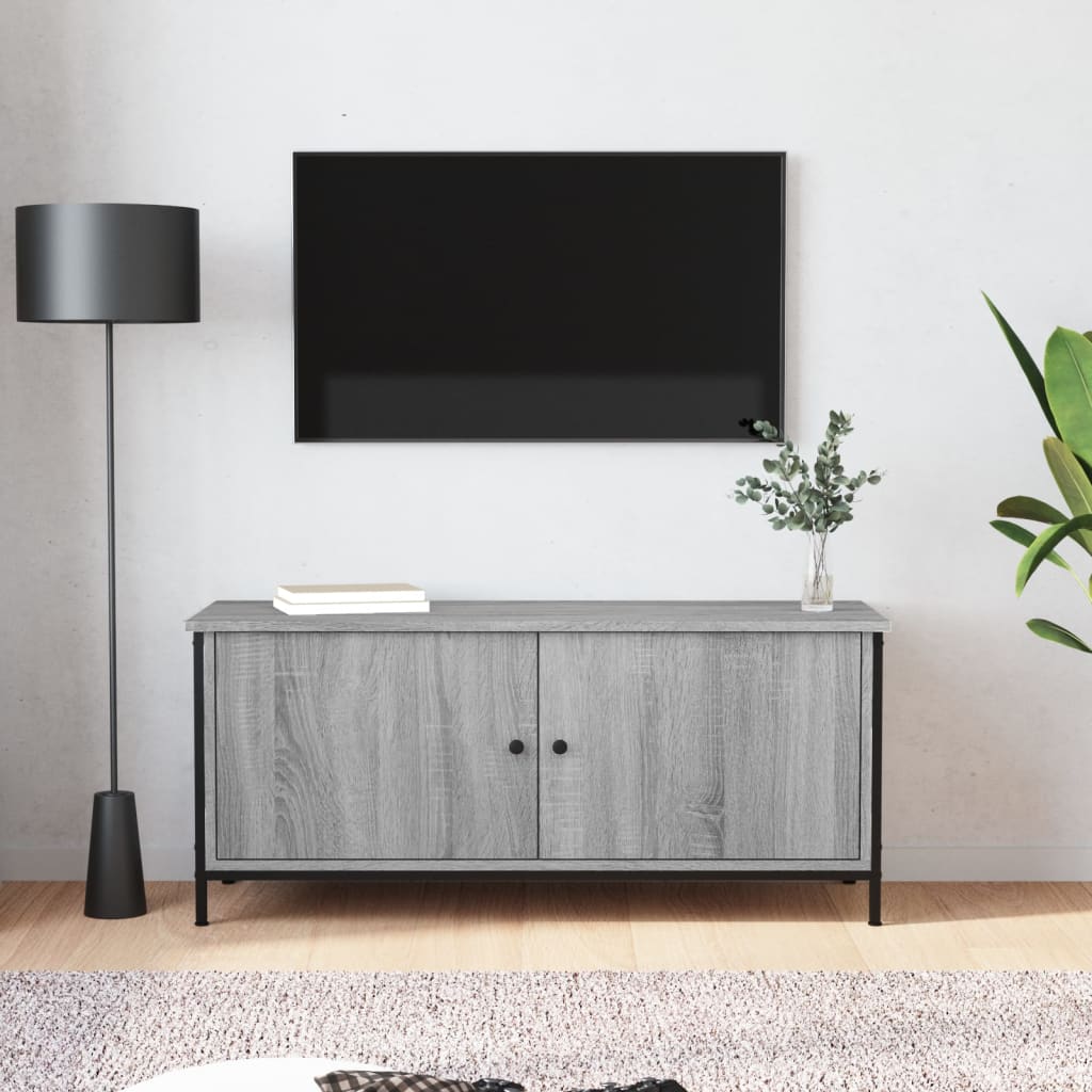 Mobile TV con Ante Grigio Sonoma 102x35x45 cm Legno Multistrato 826293