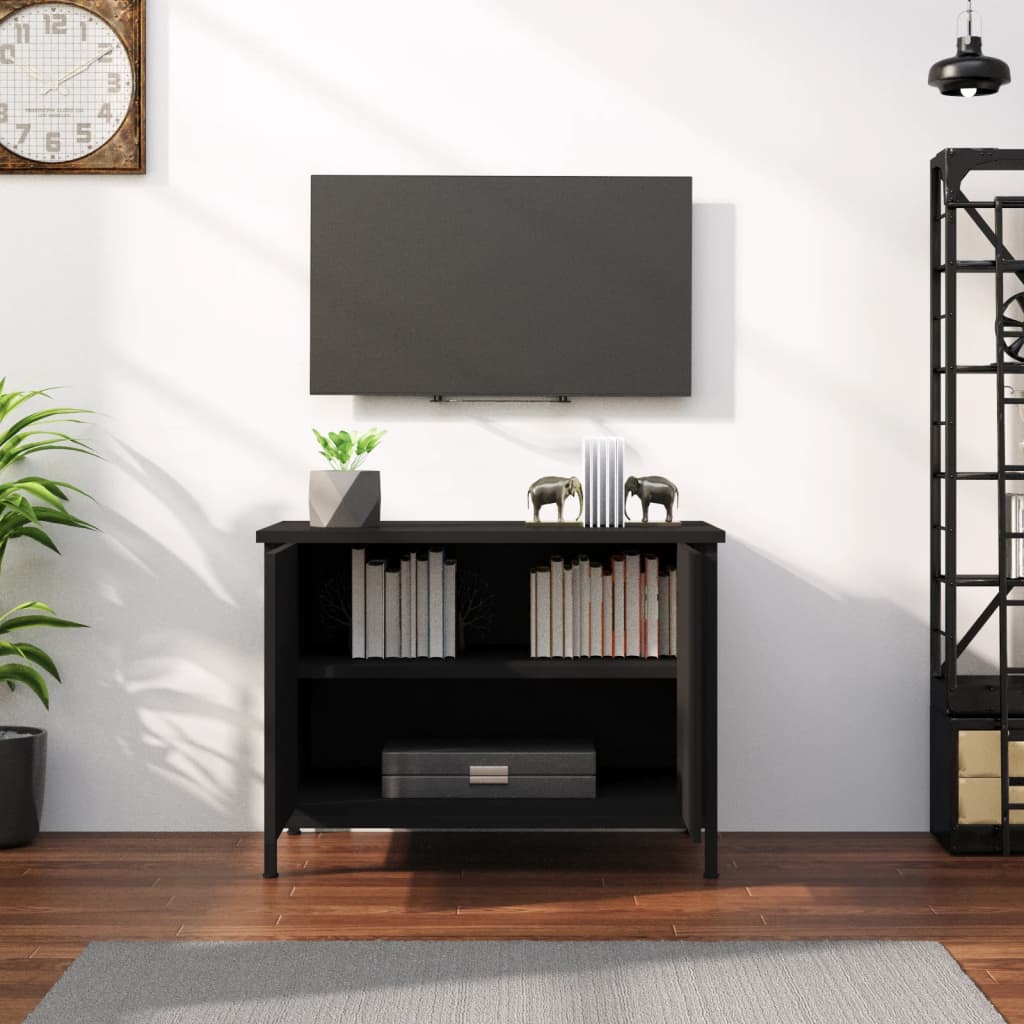 Mobile Porta TV con Ante Nero 60x35x45 cm in Legno Multistrato 826295