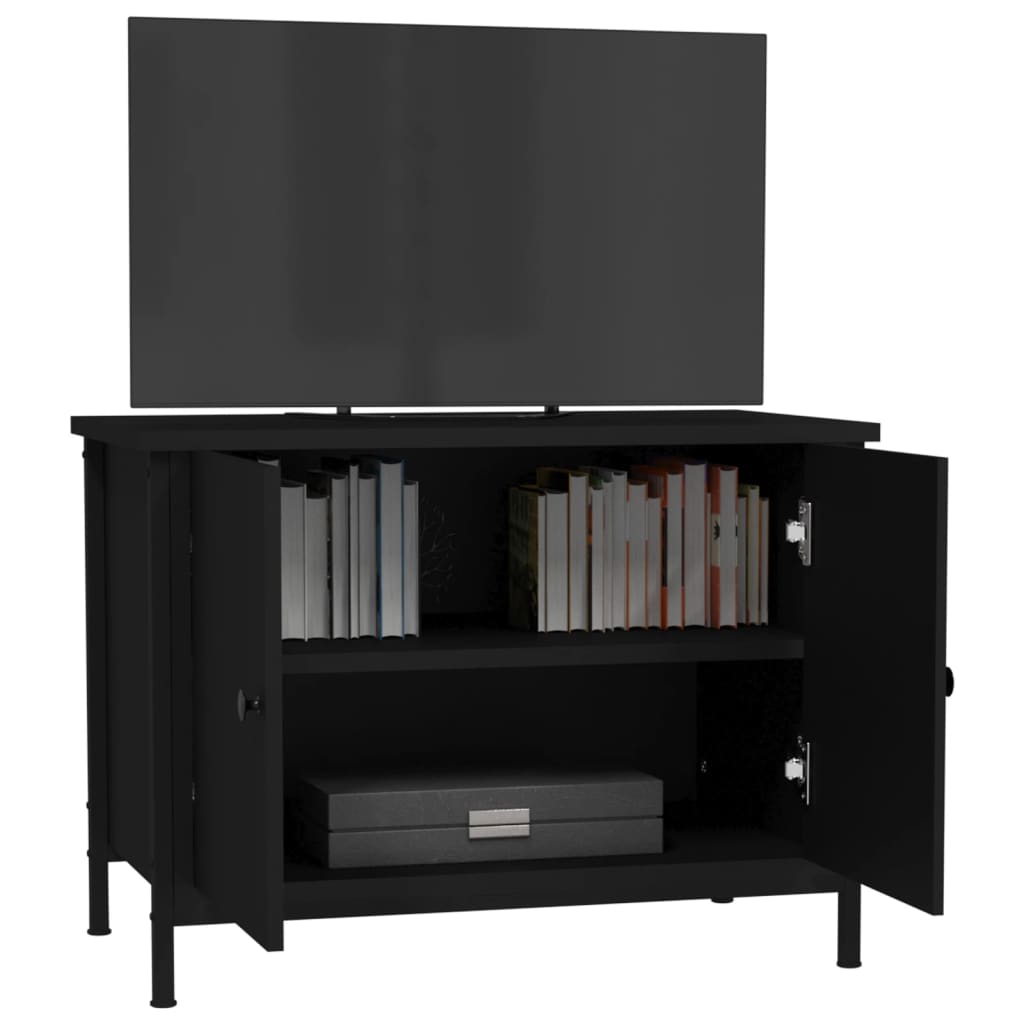 Mobile Porta TV con Ante Nero 60x35x45 cm in Legno Multistrato 826295