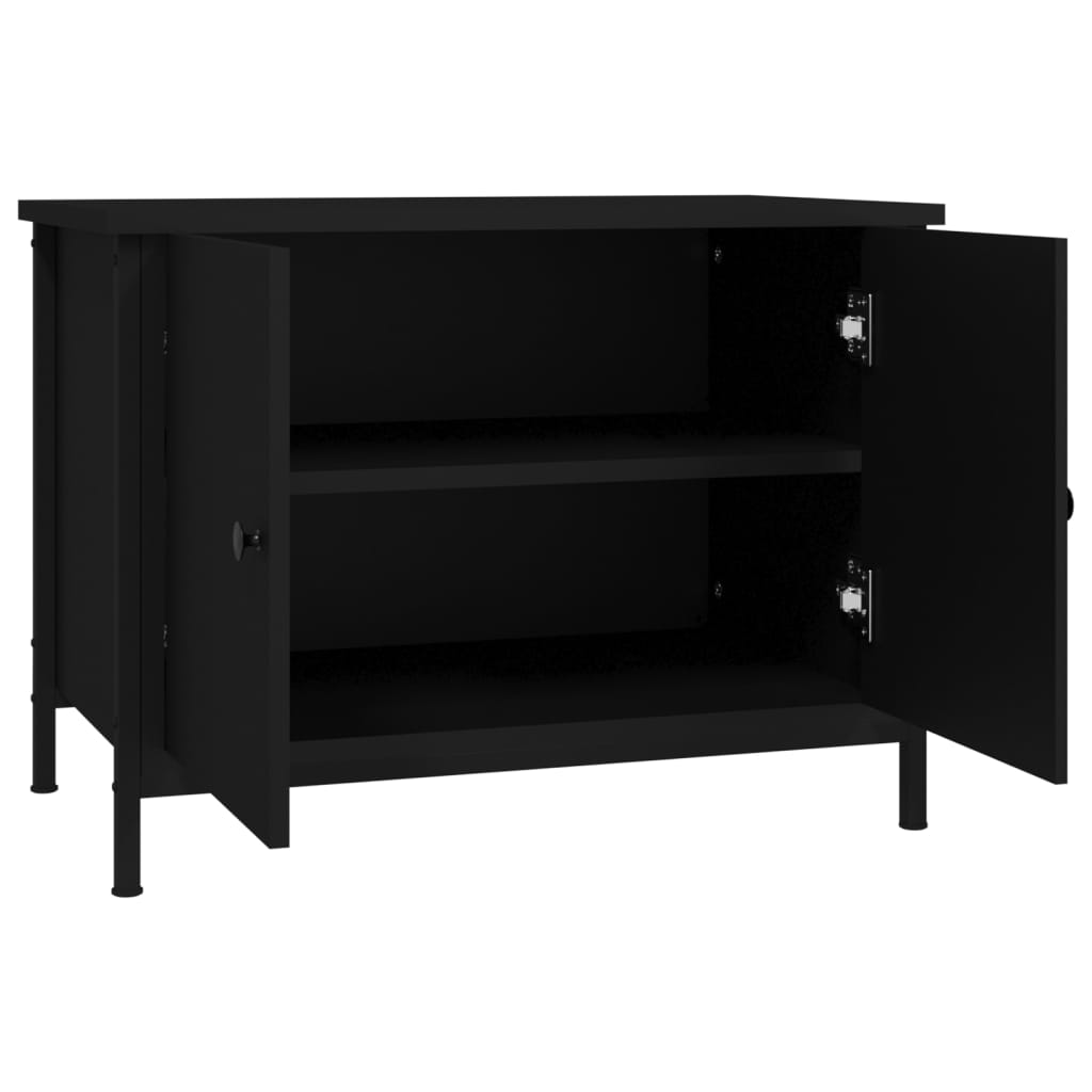 Mobile Porta TV con Ante Nero 60x35x45 cm in Legno Multistrato 826295