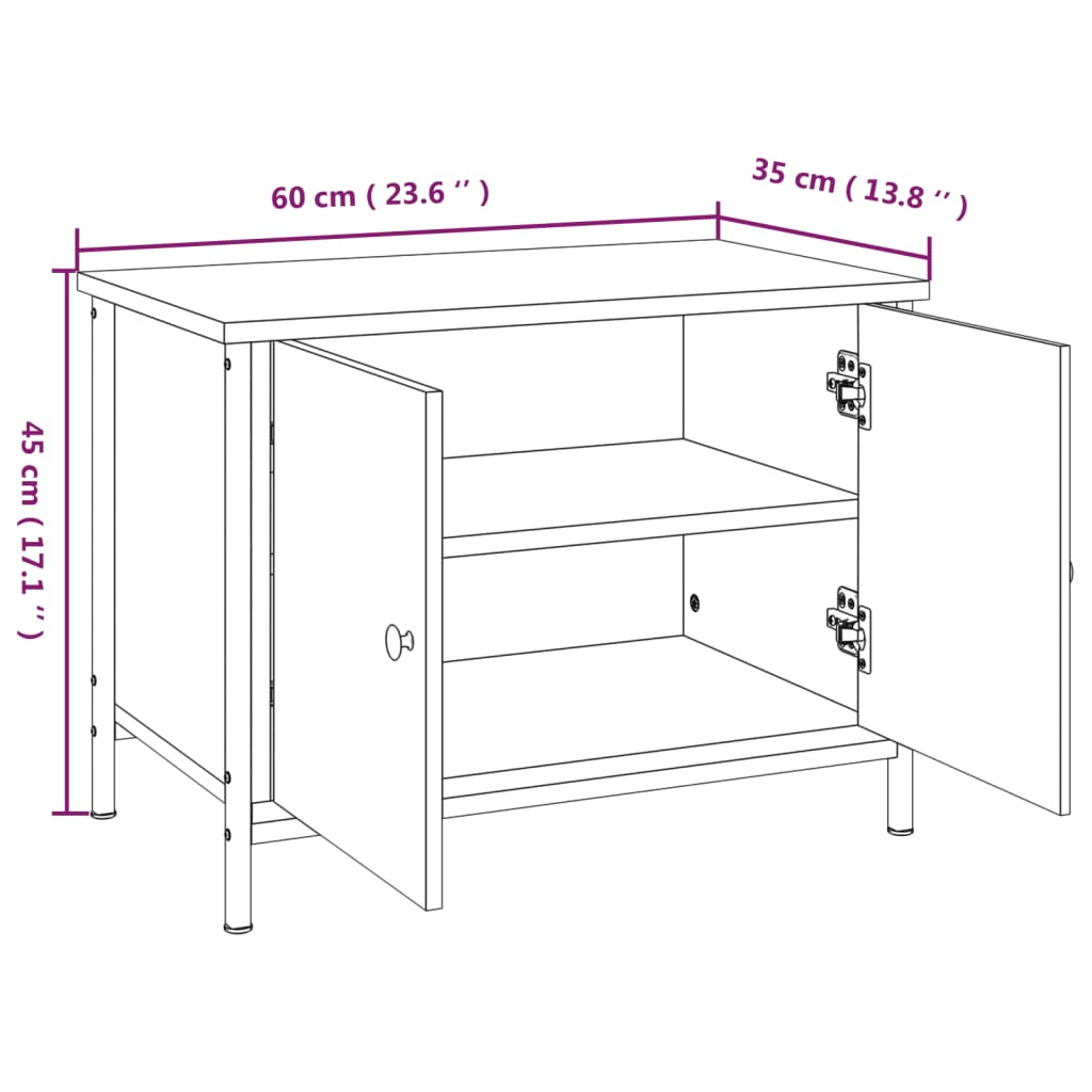 Mobile TV con Ante Rovere Marrone 60x35x45 cm Legno Multistrato 826299