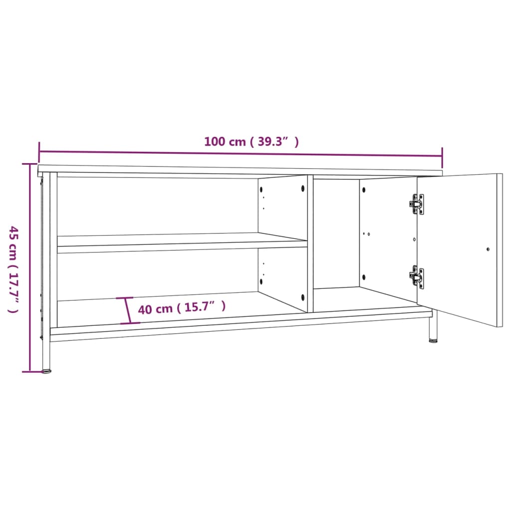 Mobile Porta TV Nero 100x40x45 cm in Legno Multistrato 826300