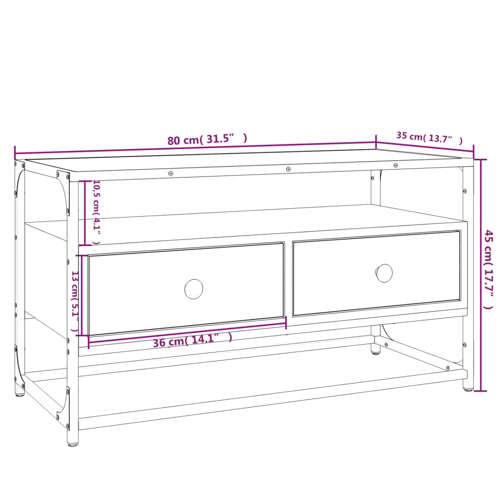 Mobile Porta TV Rovere Marrone 80x35x45 cm in Legno Multistrato 826314