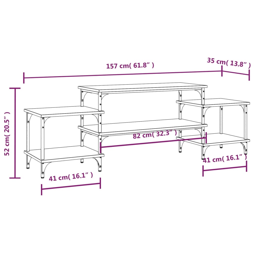 Mobile Porta TV Rovere Fumo 157x35x52 cm in Legno Multistrato 826322