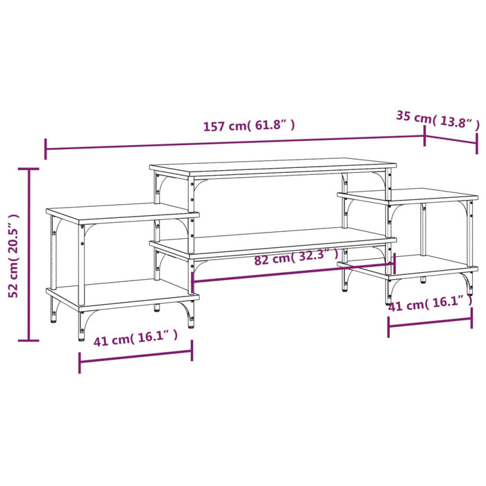 Mobile Porta TV Rovere Fumo 157x35x52 cm in Legno Multistrato 826322