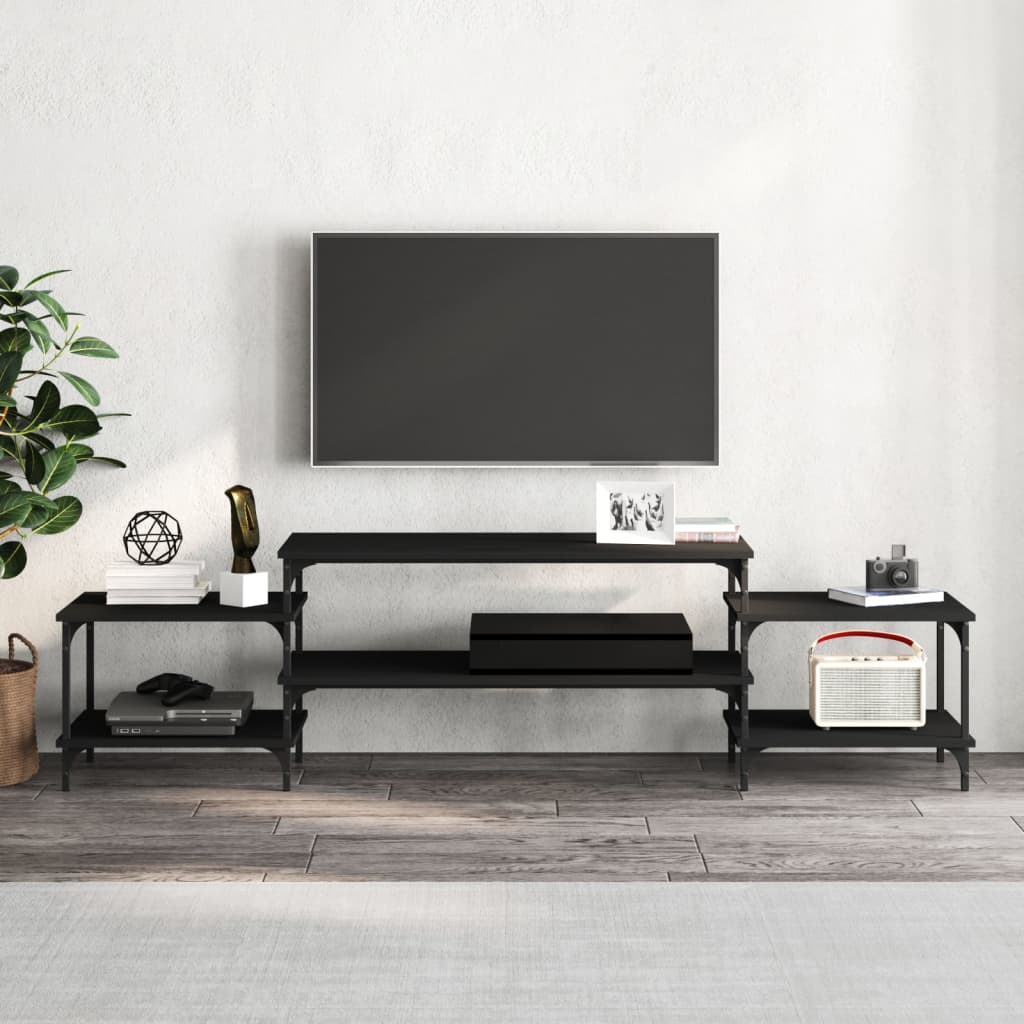 Mobile Porta TV Nero 197x35x52 cm in Legno Multistrato 826325