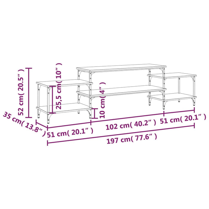 Mobile Porta TV Nero 197x35x52 cm in Legno Multistrato 826325