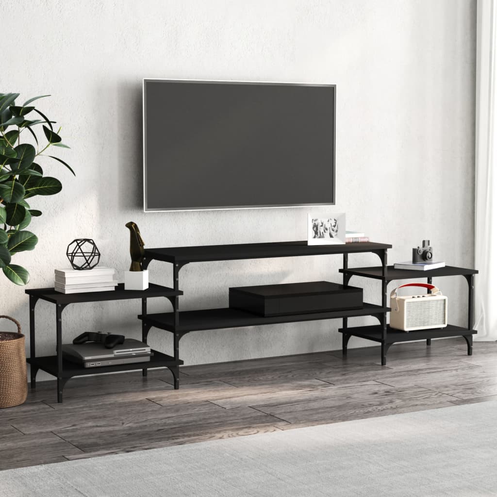 Mobile Porta TV Nero 197x35x52 cm in Legno Multistrato 826325