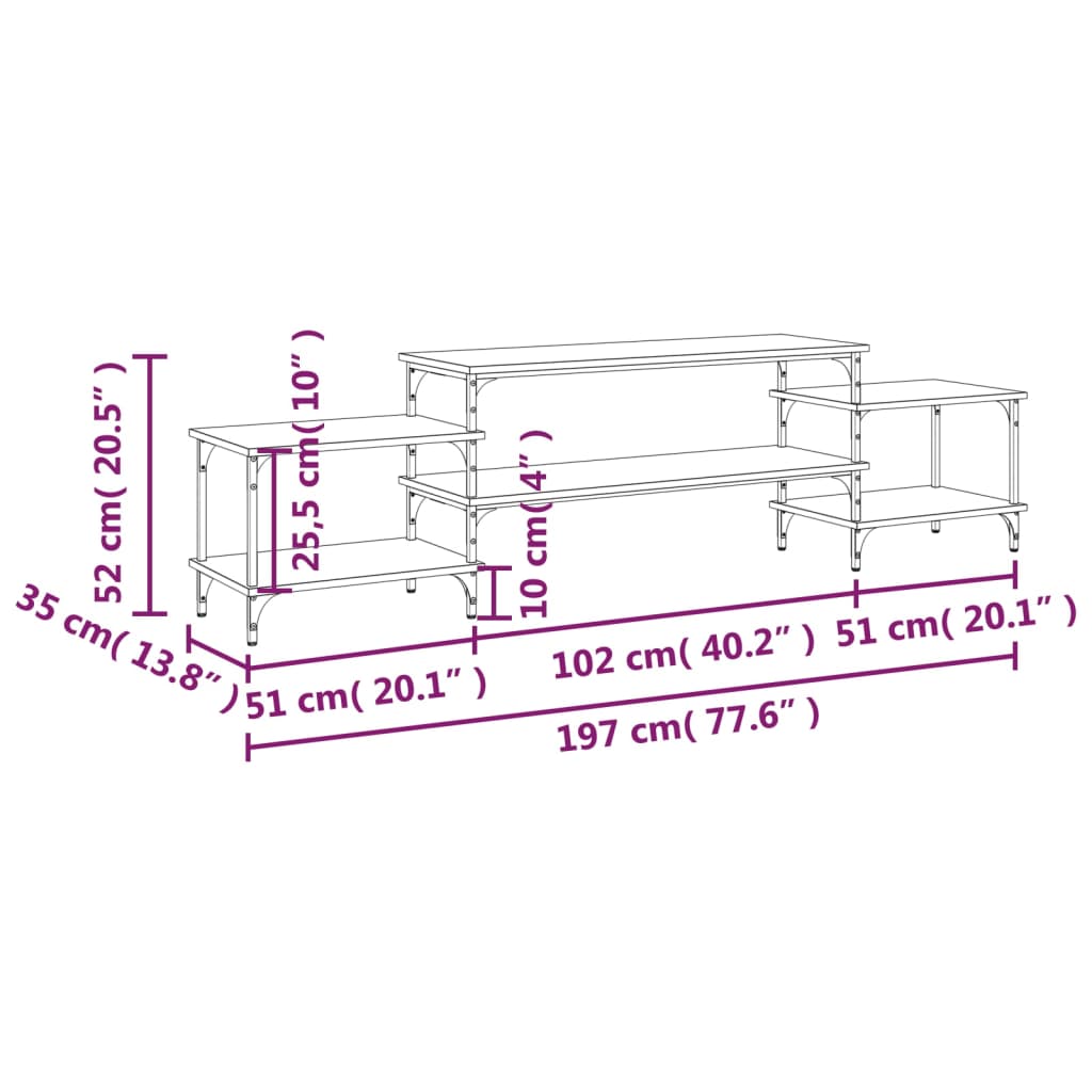 Mobile Porta TV Rovere Sonoma 197x35x52 cm in Legno Multistrato 826326