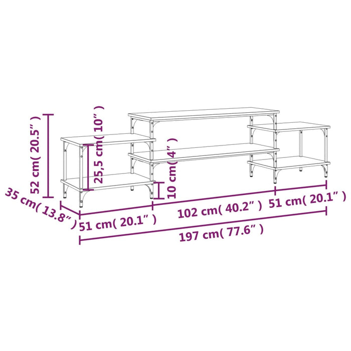 Mobile Porta TV Grigio Sonoma 197x35x52 cm in Legno Multistrato 826328